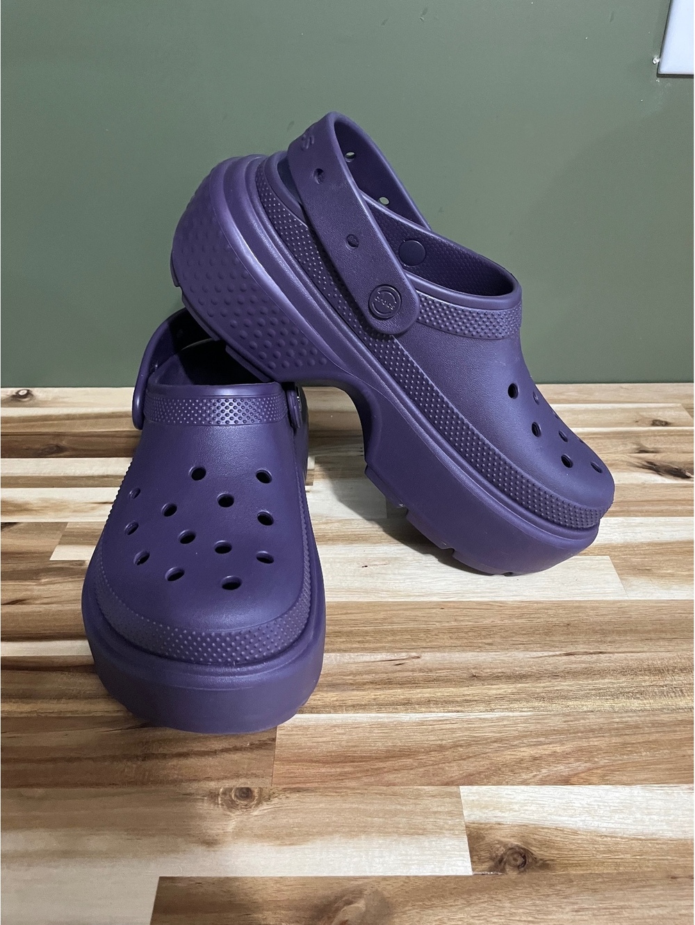 Crocs Stomp Clog Dark Iris Purple Platform Lug Sole Chunky Slip On Womens Size10
